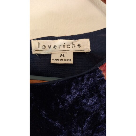 LOVERICHE Dark Floral Velvet Burnout Knee Length Tunic Top Sz M Boho Western - Picture 3 of 12